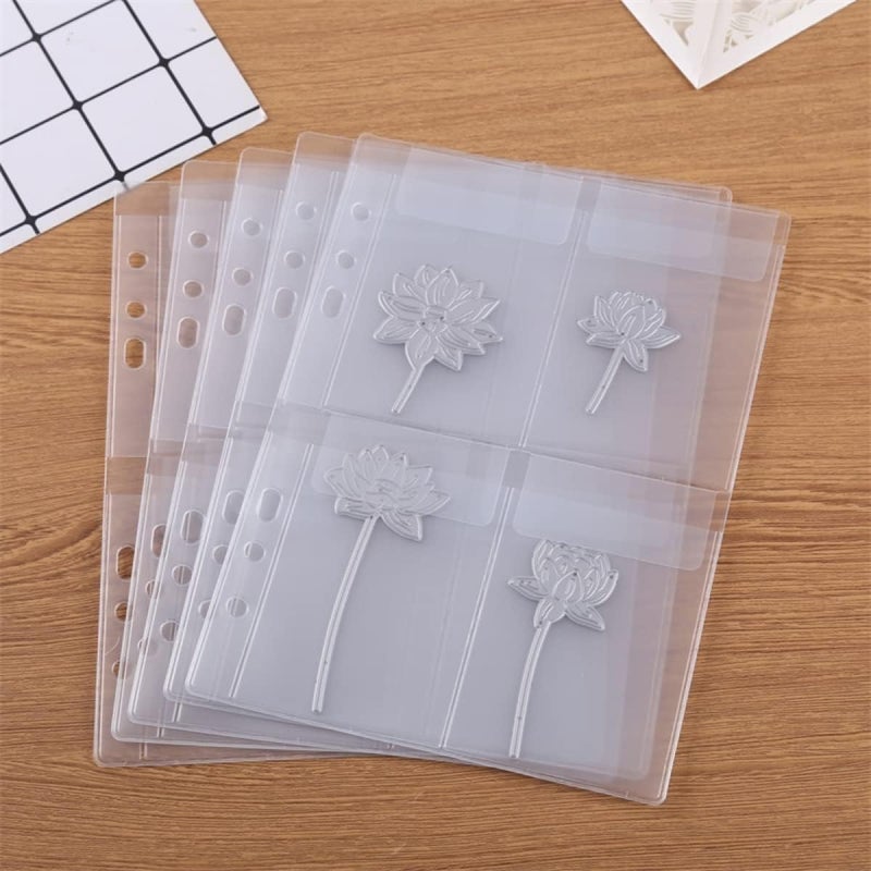 BAOFALI 10 Pack A5 Size Plastic Binder Pockets,6 Holes Waterproof PVC Folders Loose Leaf Bag forBudgeting Loose Leaf Bags Planner Insert Pouches Photo,Document, Stamp & Die Storage Bills Organizer - Image 4